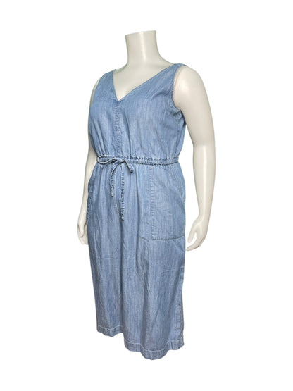 Blue Sleeveless V-Neck Jean Romper