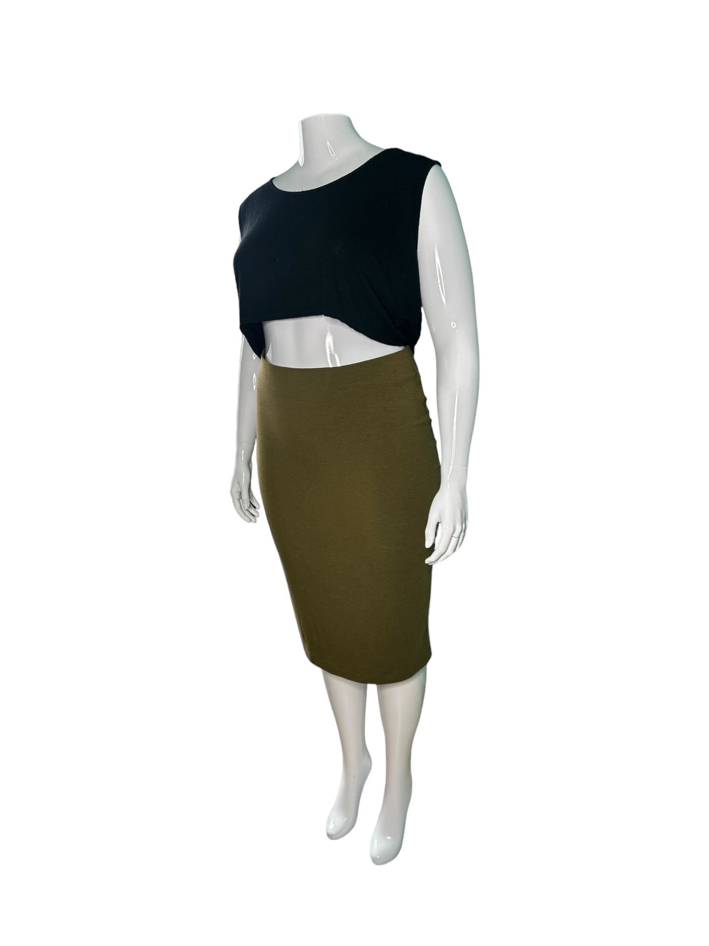 Olive Geeen Pencil Skirt (1X)