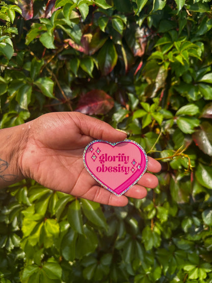 Glorify Obesity Sparkle Heart Sticker