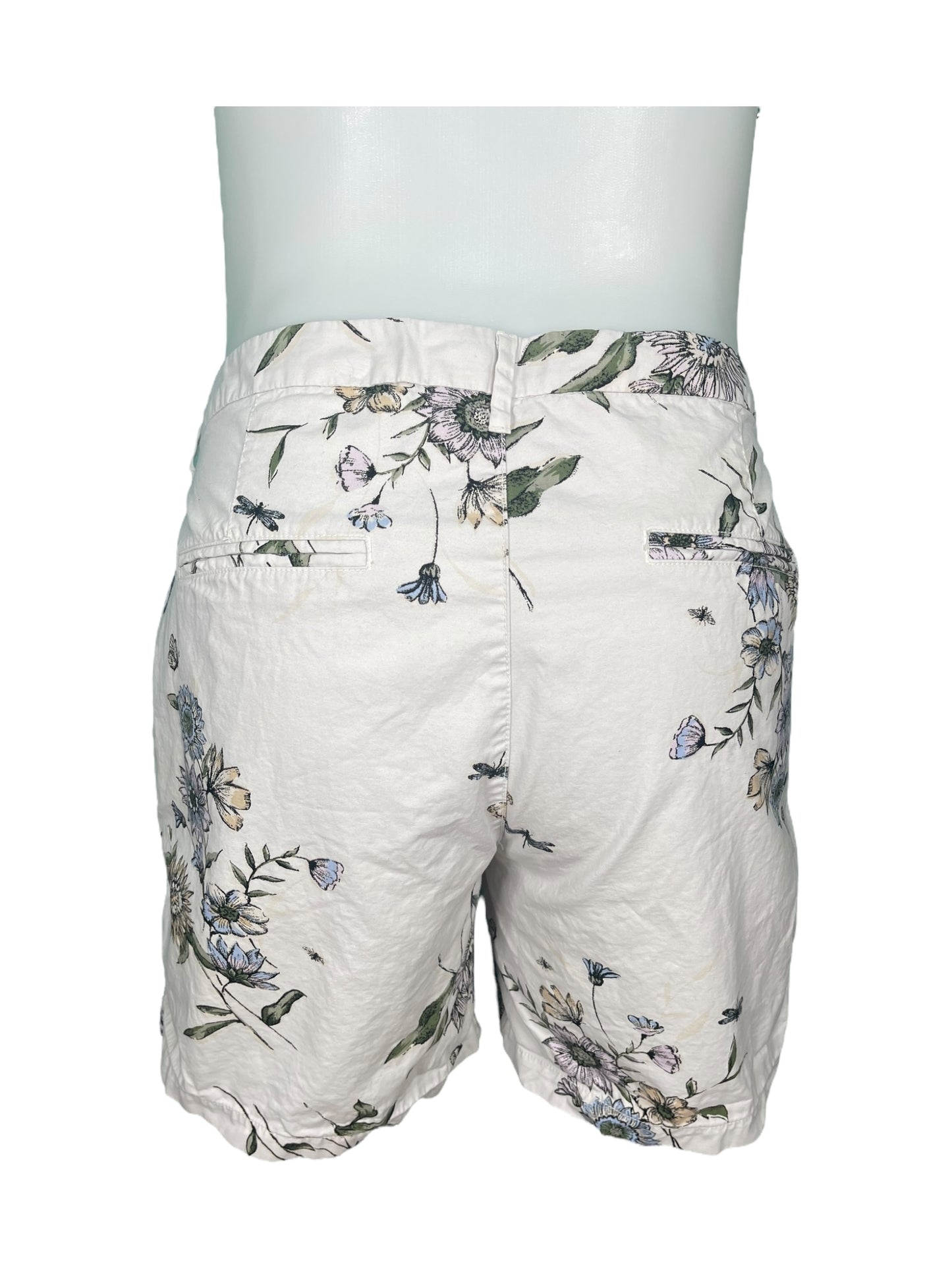 White Floral Shorts