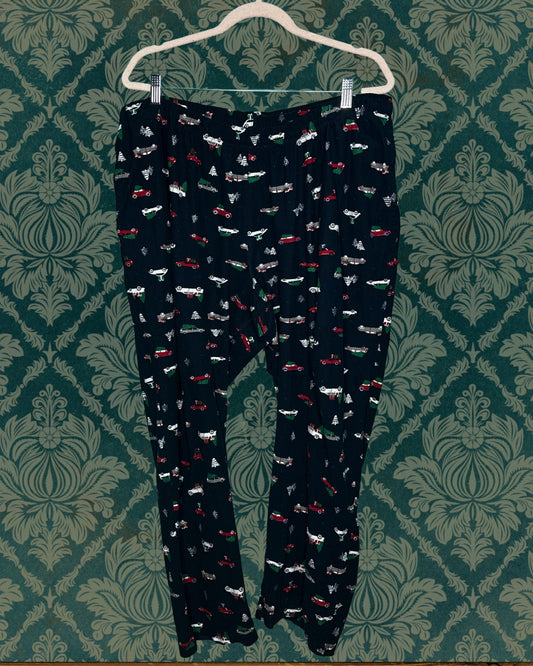 Navy Blue w/ Green & Red Car and Xmas Tree Patterned PJ pants