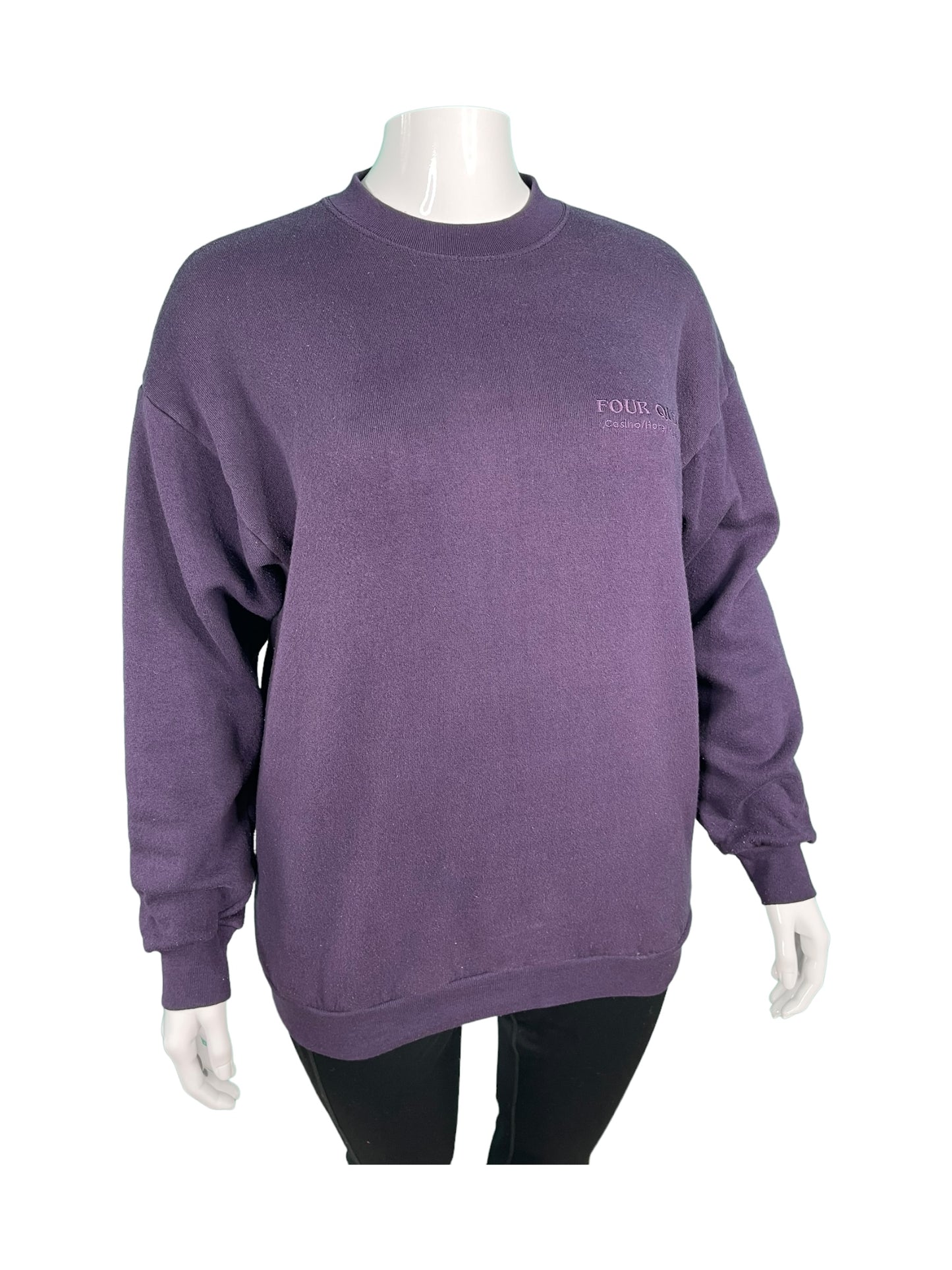 Purple “Four Queens” Embrordered  Crewneck Sweatshirt