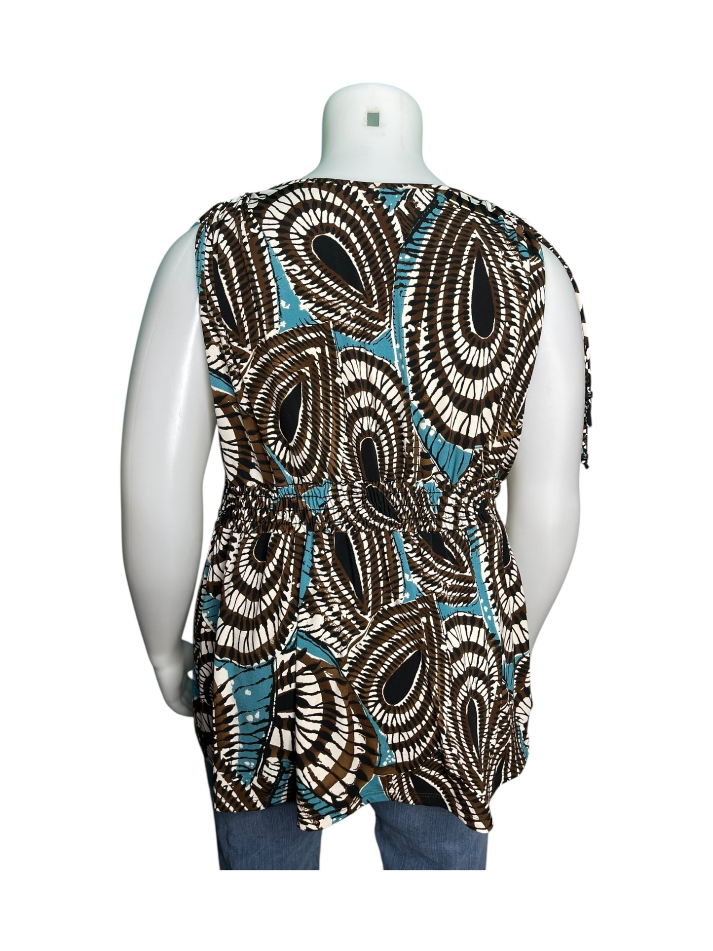 Brown, White and Teal Shirt