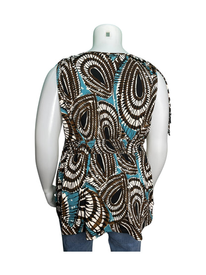 Brown, White and Teal Shirt