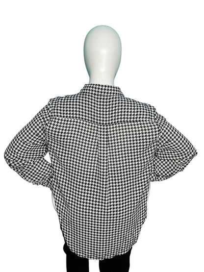 Black and White Houndstooth Button Up Blouse