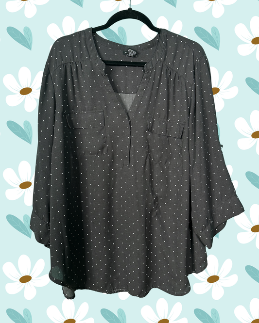 Black Sheer w/ White Polka Dot Blouse