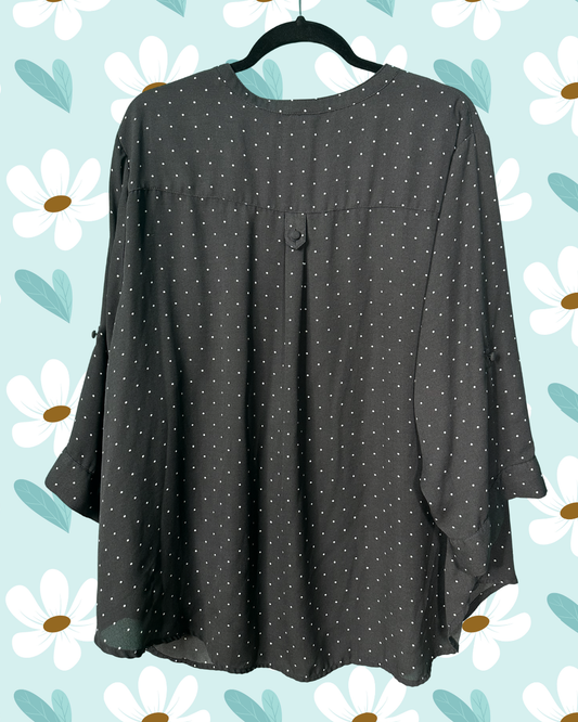 Black Sheer w/ White Polka Dot Blouse