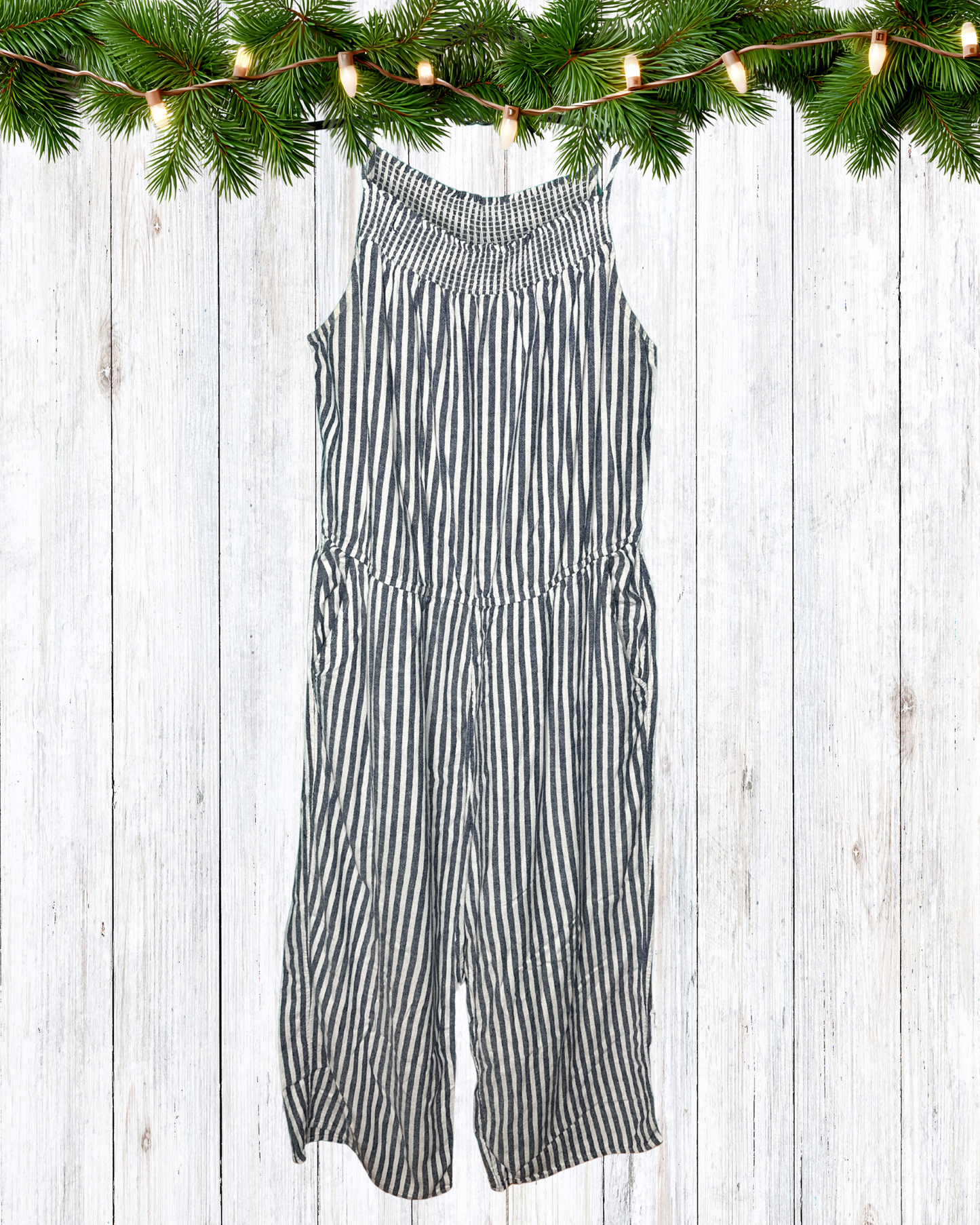 Blue & White Sleeveless Jumpsuit