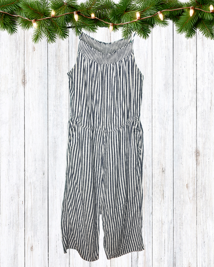 Blue & White Sleeveless Jumpsuit