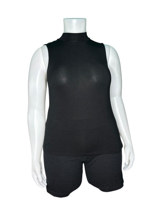 Black Mock Neck Sleeveless Shirt