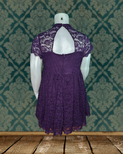 Purple w/ Lace Capsleeve Mini Dress