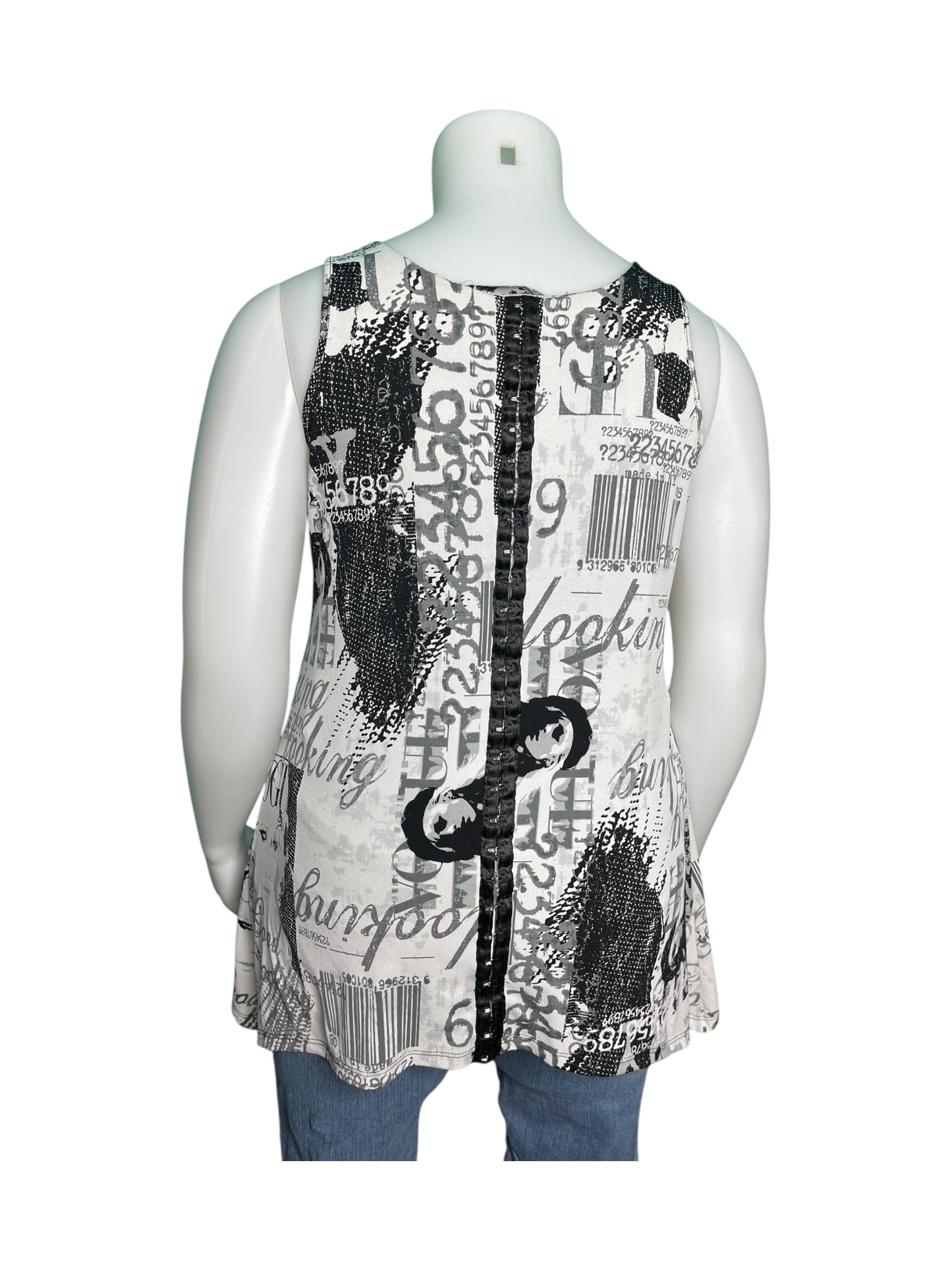 Black and White Newsprint Tank Top