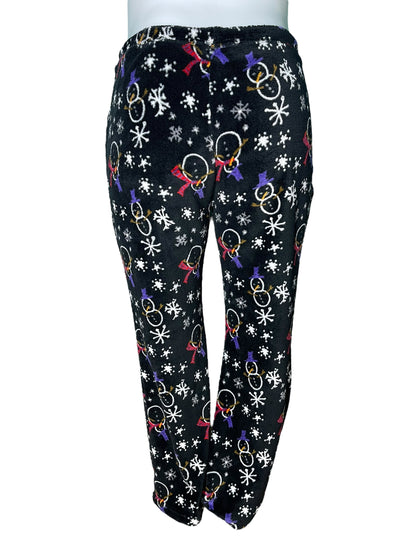 Black Snowman Patterned Cozy PJ Bottoms