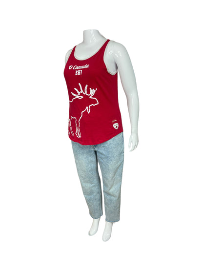 “Canadiana” Red Canada Tank Top w/ Moose Outline & ‘O Canada, EH!’  (XL)