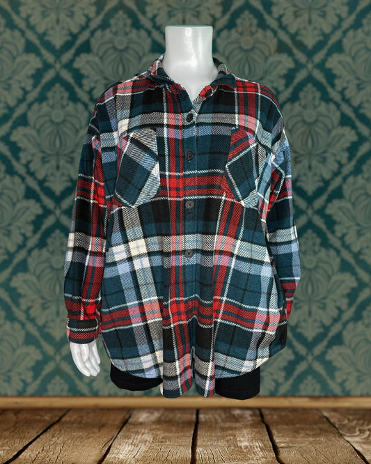 Green, Blue, Red w/ White Plaid Shacket