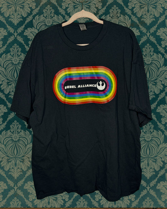 Black " Rebel Alliance" Rainbow Graphic T-Shirt