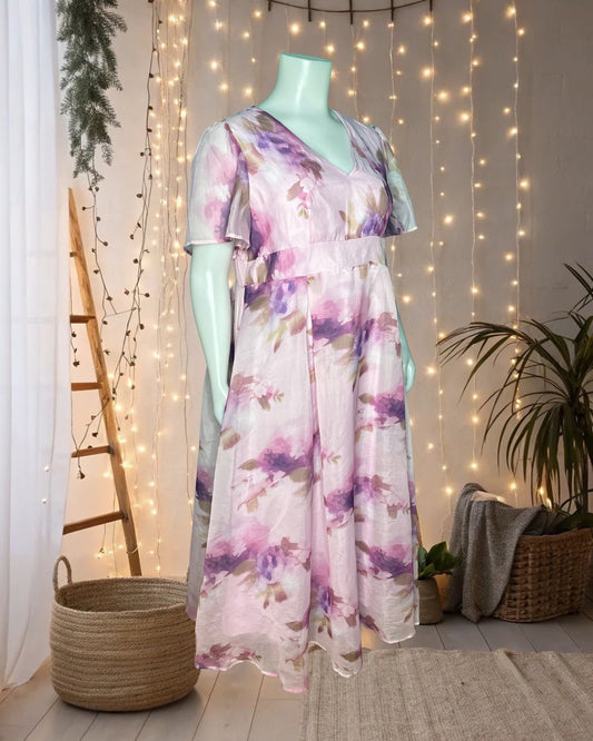 Light Pink w/ Purple Floral Maxi Dress