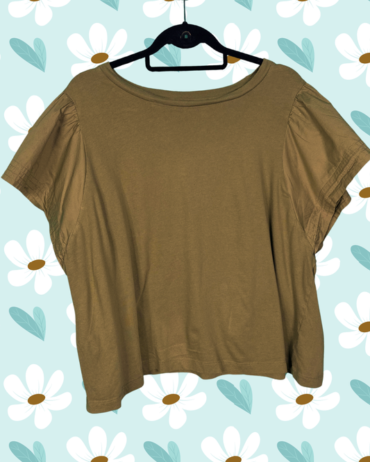 Olive Green Cap Sleeved T-shirt