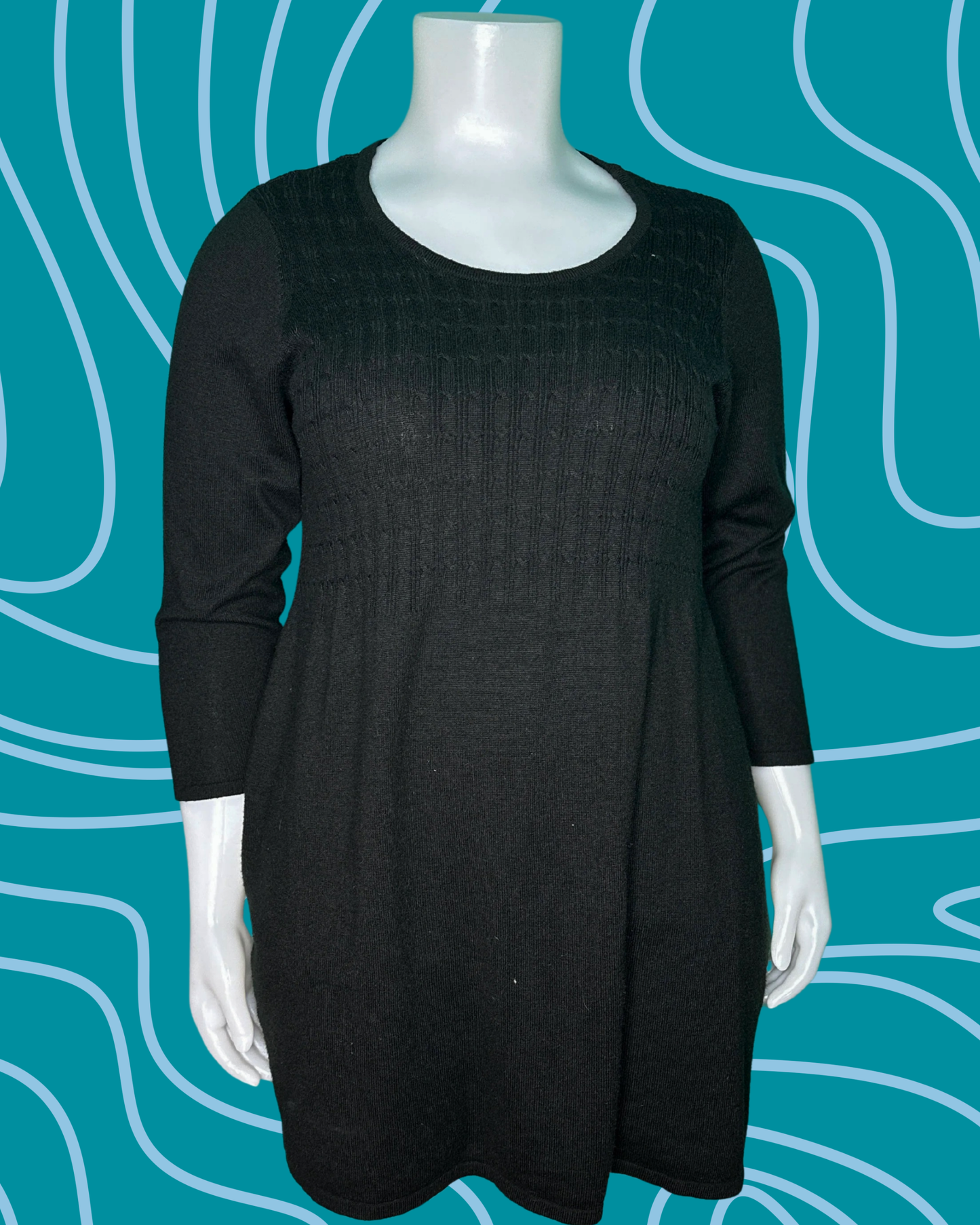 Black Long Sleeved Knit Mini Dress
