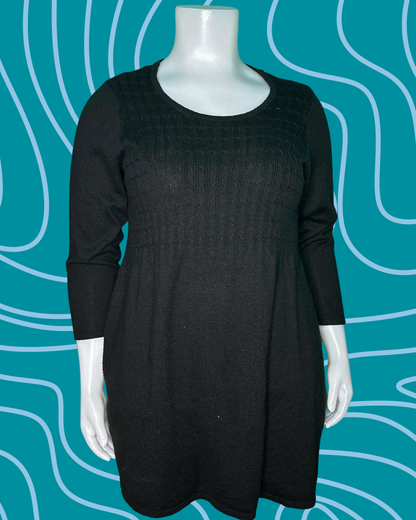 Black Long Sleeved Knit Mini Dress