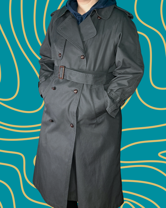 Dark Grey Button up Trench Coat