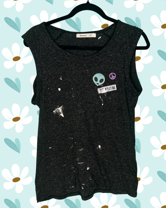 Black Distressed Sleeveless Top