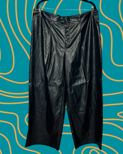 Black Pleather Wide Legged Pants