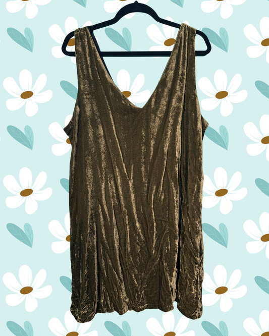 Olive Green Crushed Velvet Mini Dress