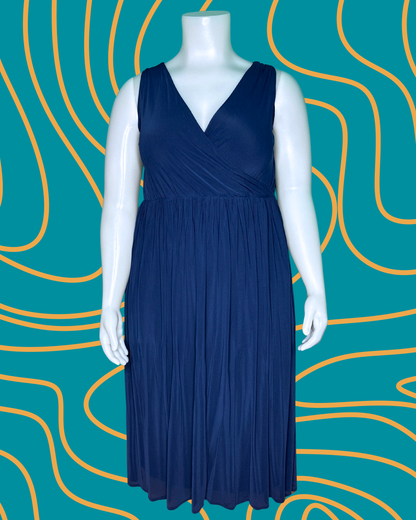 Navy Sleeveless V-Neck Maxi Dress