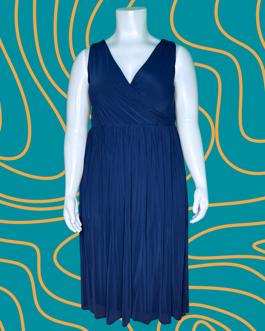 Navy Sleeveless V-Neck Maxi Dress