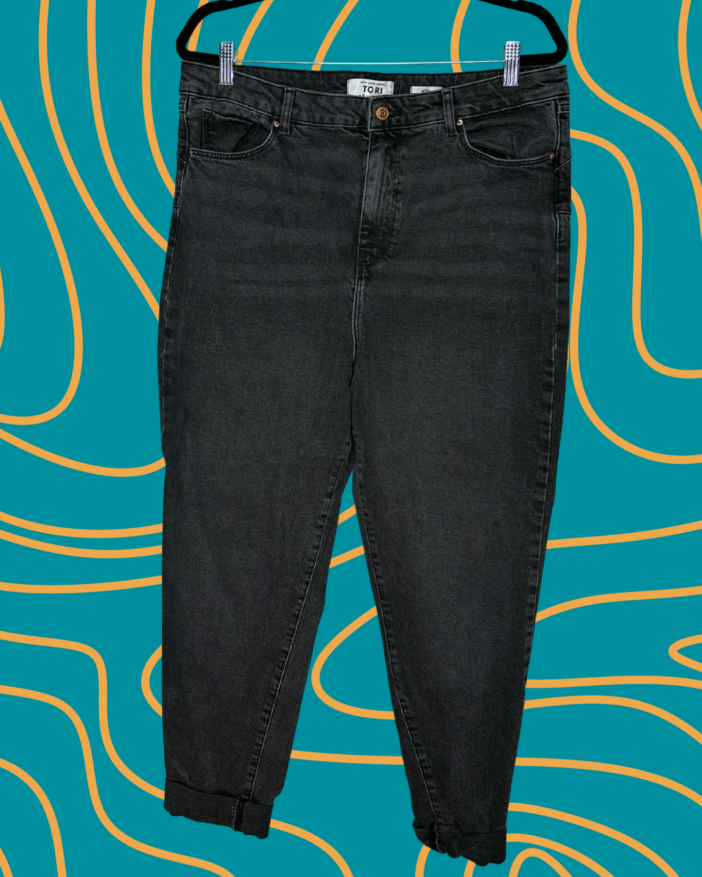 Black Distressed “Mom” Jeans