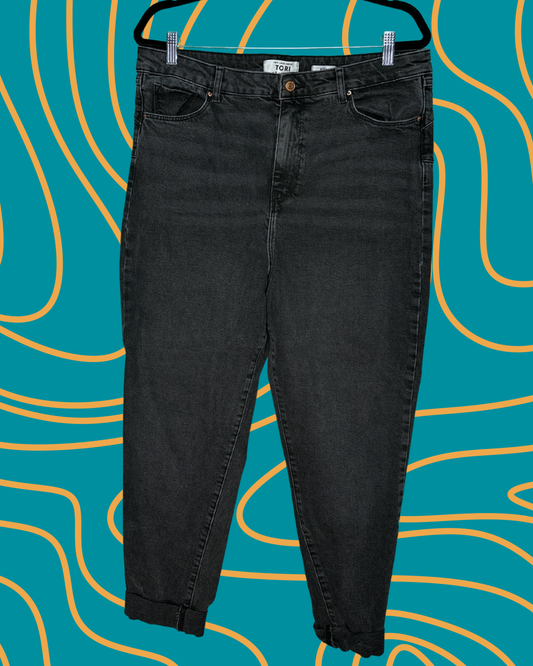 Black Distressed “Mom” Jeans