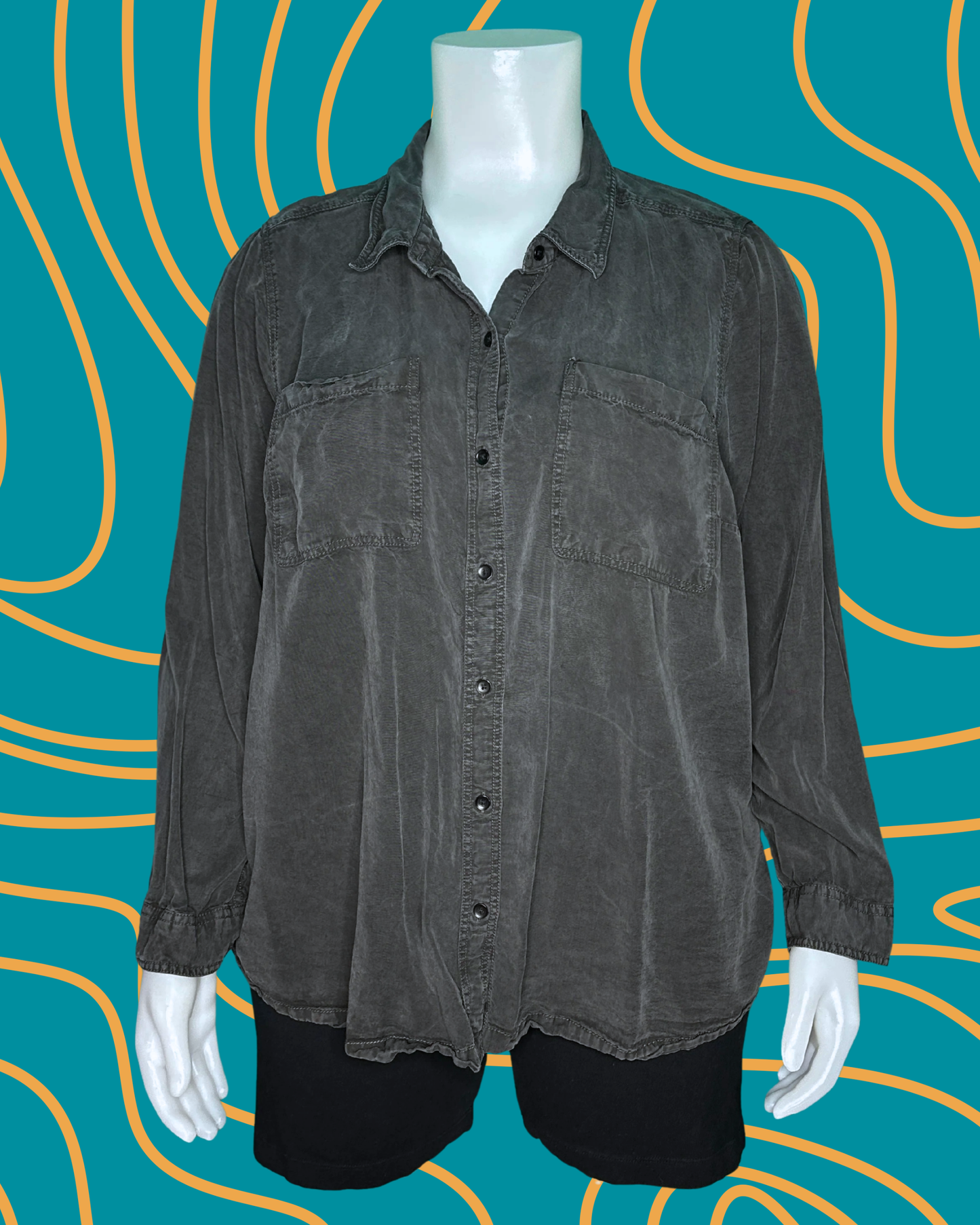 Off Black Long Sleeved Button up Shirt