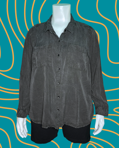 Off Black Long Sleeved Button up Shirt