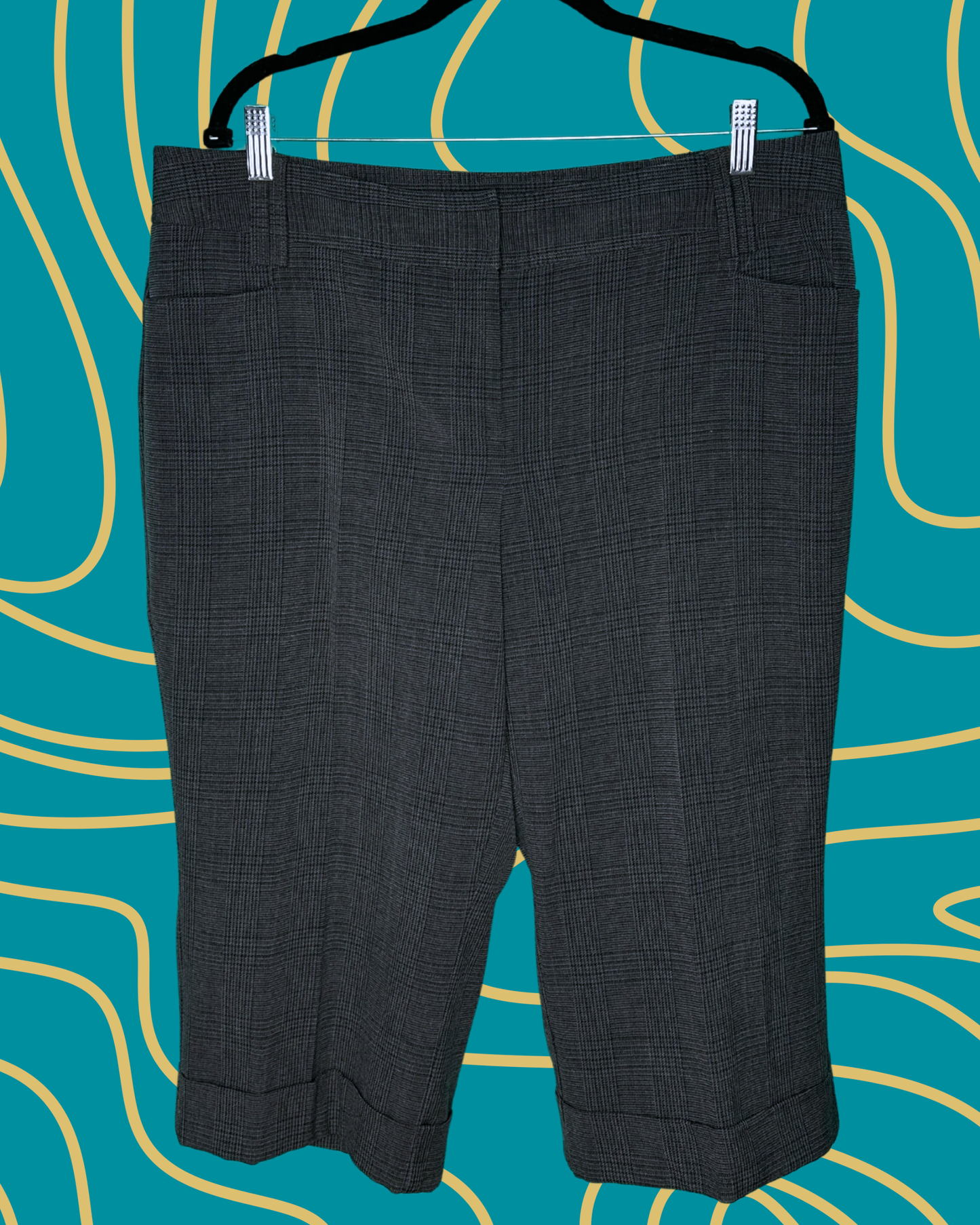 Dark Grey Plaid Capri Pants