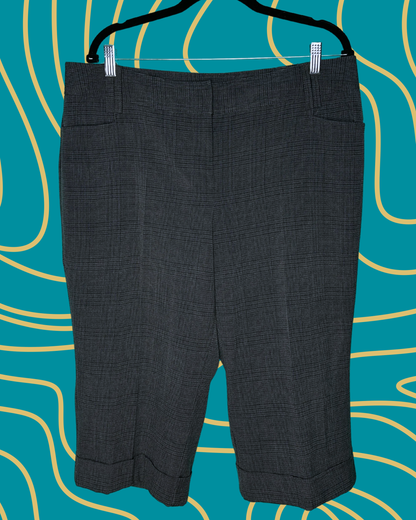Dark Grey Plaid Capri Pants