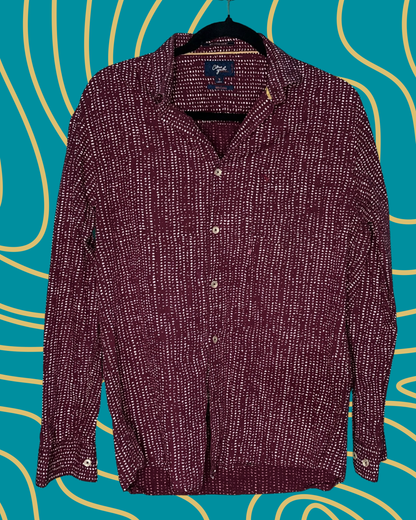Burgundy & Tan Abstract Patterned Button up Shirt