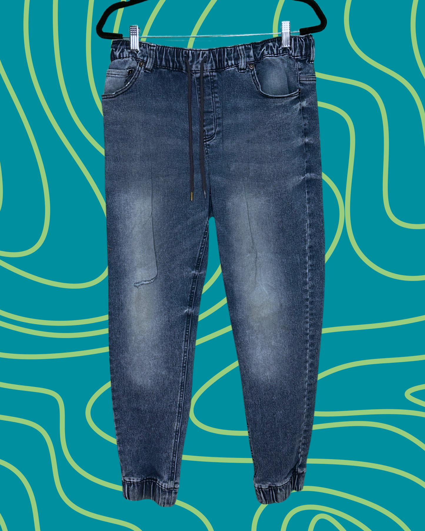 Blue Distressed Joggers