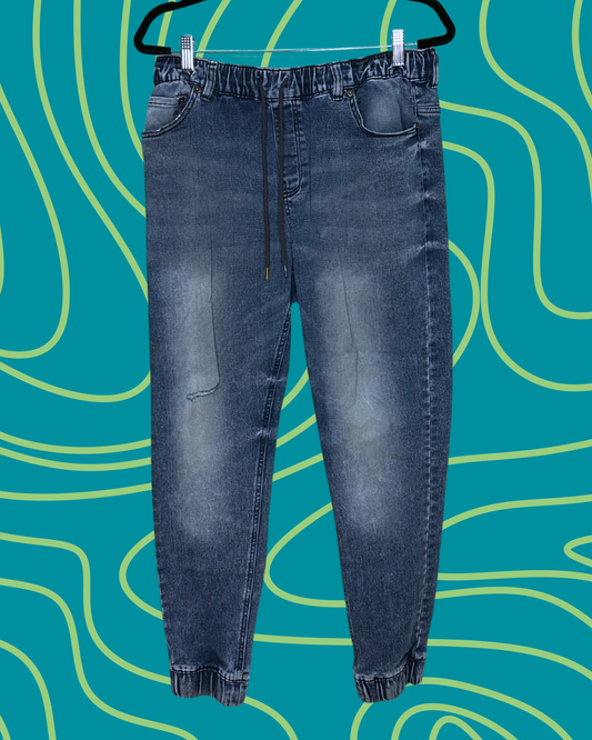 Blue Distressed Joggers