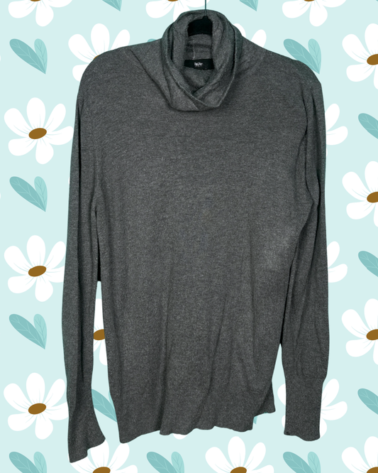 Grey Turtleneck Long Sleeved Knit Jumper