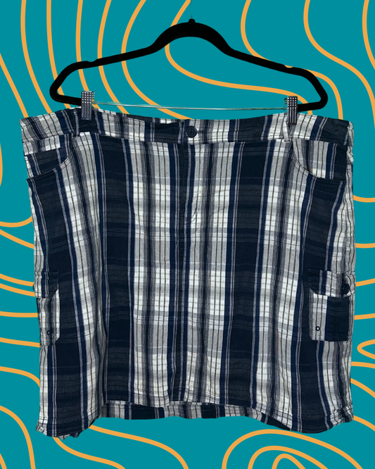 Navy & White Plaid Mini Skort