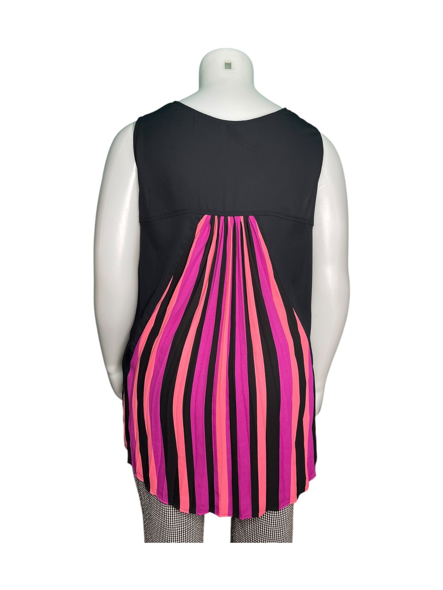 Black Top with Pink Striped Detailing on the back