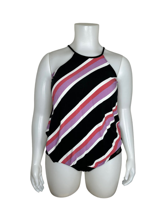 Black, Pink & White Halter Top