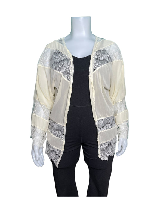 Cream Sheer & Lace Long Sleeved Cardigan