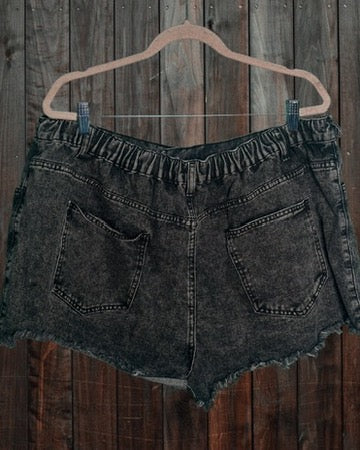 Black Washed Distressed Short Shorts