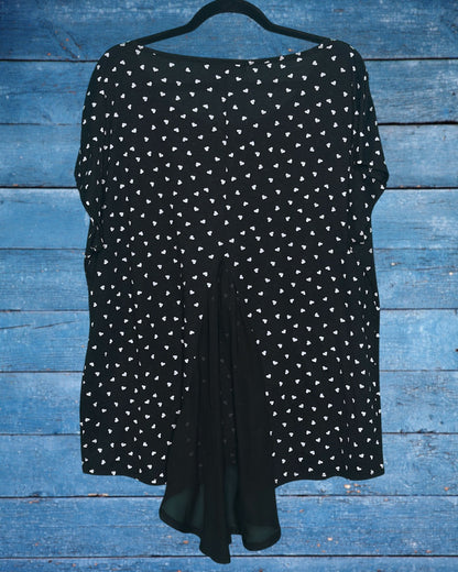 Black Short Sleeved Heart Pattern Shirt