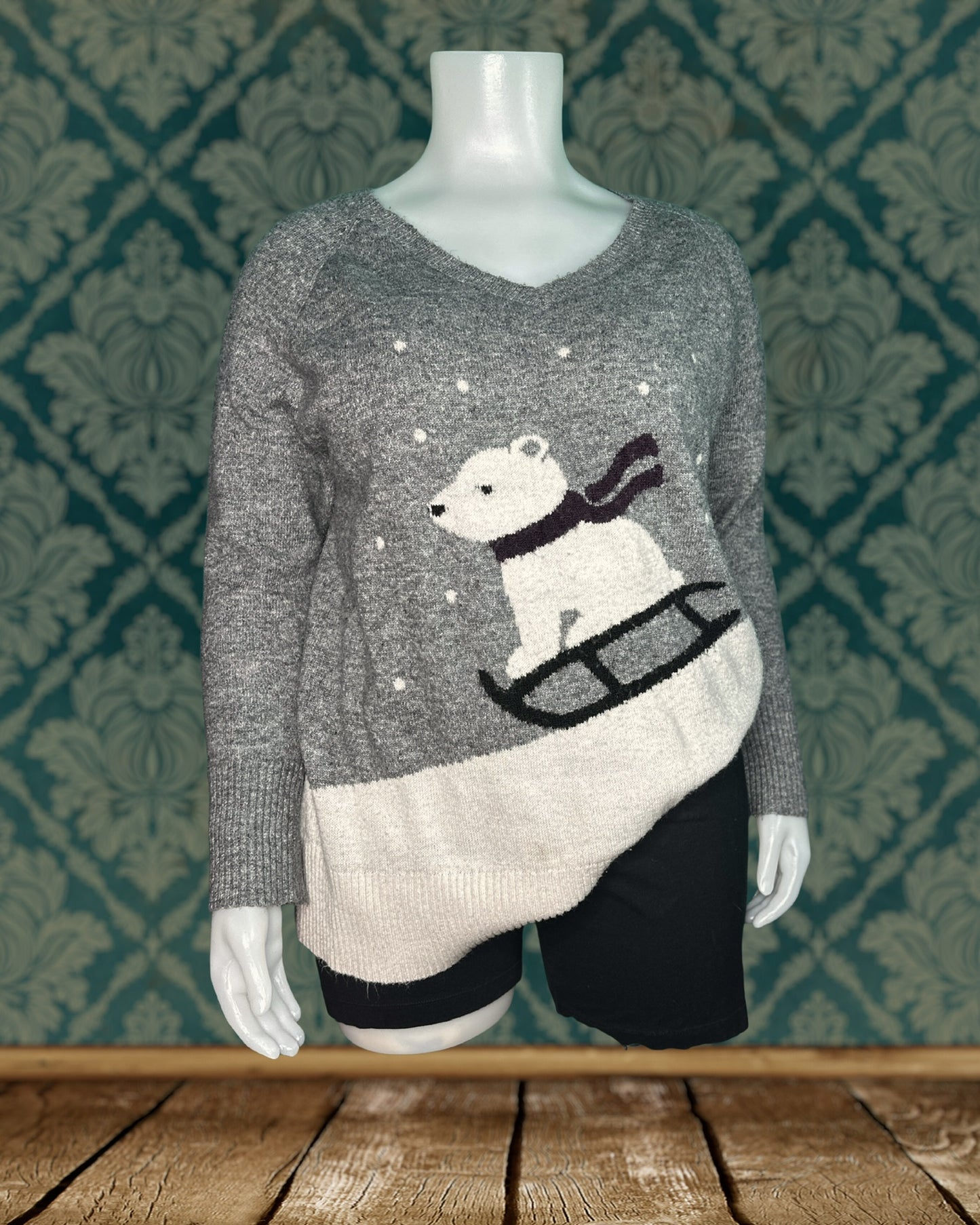 Grey & White Polar Bear Knit Jumper