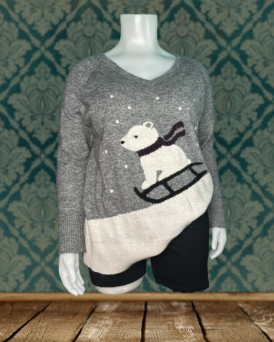 Grey & White Polar Bear Knit Jumper