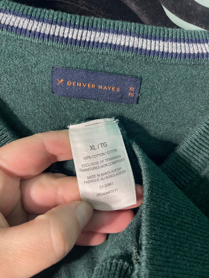 Green V-Neck Long Sleeved Knit Jumper