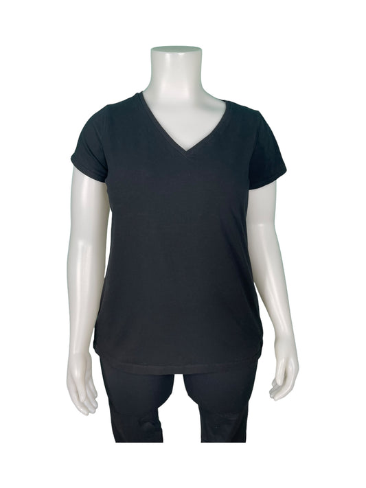 Black V-neck Fitted T-shirt